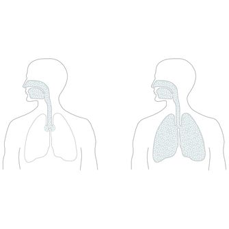 Eindringtiefe der mit Salz angereicherten Luft bei – links – herkömmlicher Technik und – rechts – Microsalt.